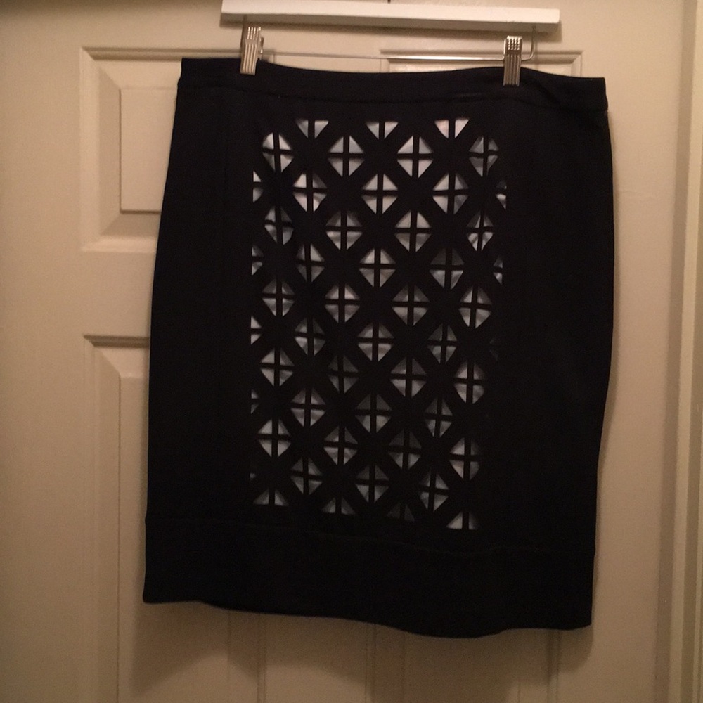 Laundry by Shelli Secal black lattice detail skirt